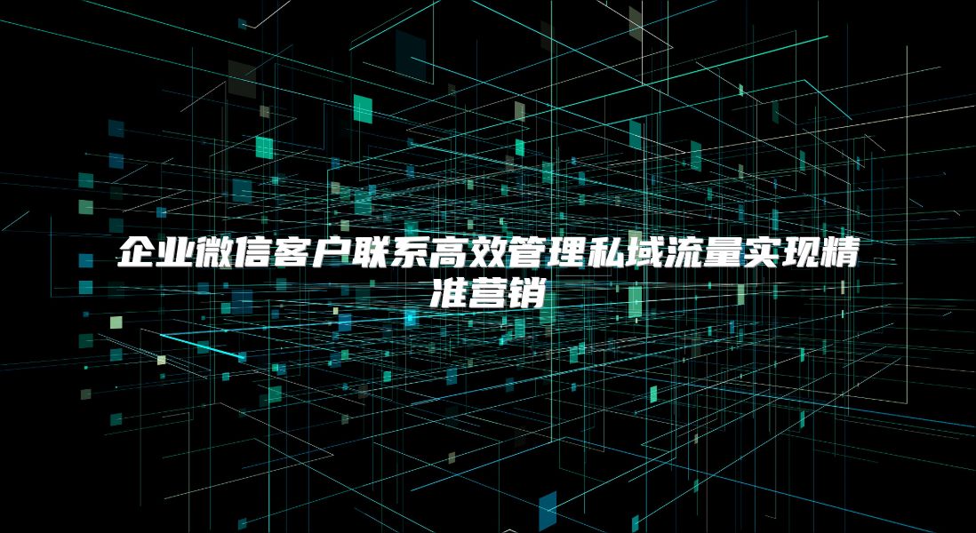 企业微信客户联系高效管理私域流量实现精准营销